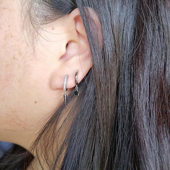 Silver Dangle Earrings Drop Dangling Sterling White Gold Plated 14K Awl Jewelry - Picture 4 of 5